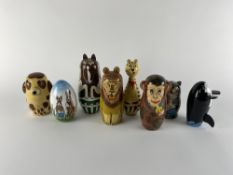 A selection of nesting dolls modelled as animals, the largest H 18cm