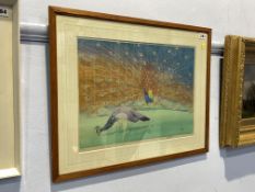 William Giles (1872-1939), mixed media, a study of peacocks, signed, No.22, framed and mounted, 35 x