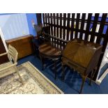 Bureau, circular table and a tea trolley