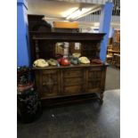 Carved oak mirror back sideboard