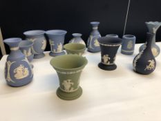 Collection of 13 Wedgwood jasper ware