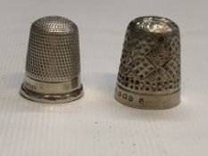 2 Silver thimbles Birmingham hallmark