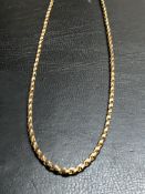 9ct Gold rope chain Weight 6.4g Length 46 cm