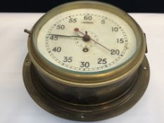 Original brass ships clock Diameter 26 cm