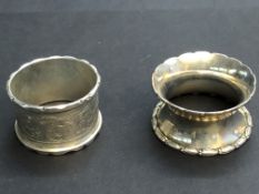 2 Silver napkin rings Weight 55g