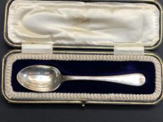 Cased silver spoon Sheffield 1911 makers J R Weigh