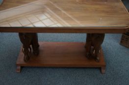 Carved African elephant coffee table, heavy dense