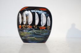 Anita Harris vase sailing boats signed in gold