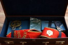 Leather masonic case & contents