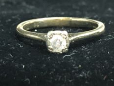 9ct Gold ring set with 0.10 carat diamond Size I