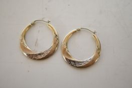 9ct Gold & silver loop earrings boxed