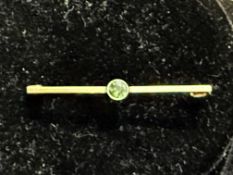 9ct Gold & tourmaline bar brooch