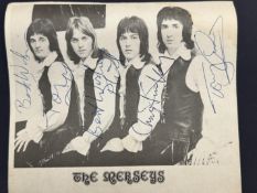 The Merseybeats signed card. (No coa).Performed at