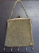 White metal chain mail purse