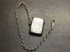 Silver 1901 vesta case on a silver chain Total wei