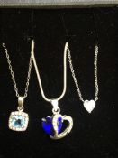 3x Silver chains & pendants