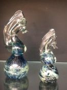 Pair of Mdina glass sea horses