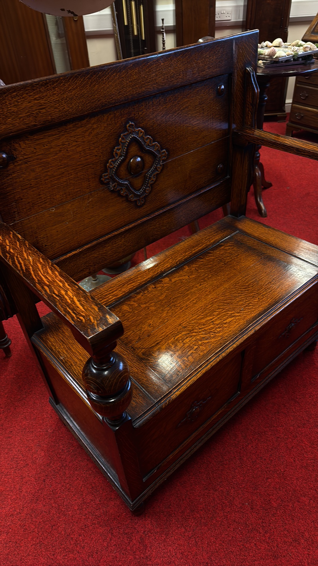 Metamorphic Bench English oak metamorphic monks bench, early 20th c.