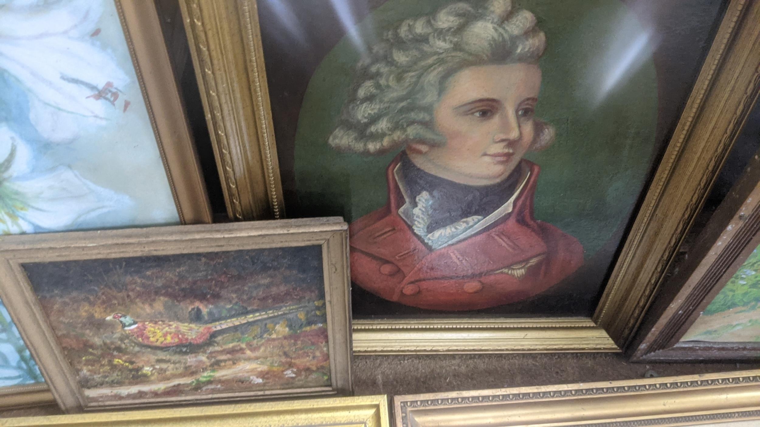 A group of paintings and prints to include river landscape scenes, one example in a glazed guilt - Image 9 of 12