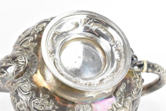 A George IV silver teapot, by William Bateman I, hallmarked London 1825, of bulbous cast form with - Image 6 of 7