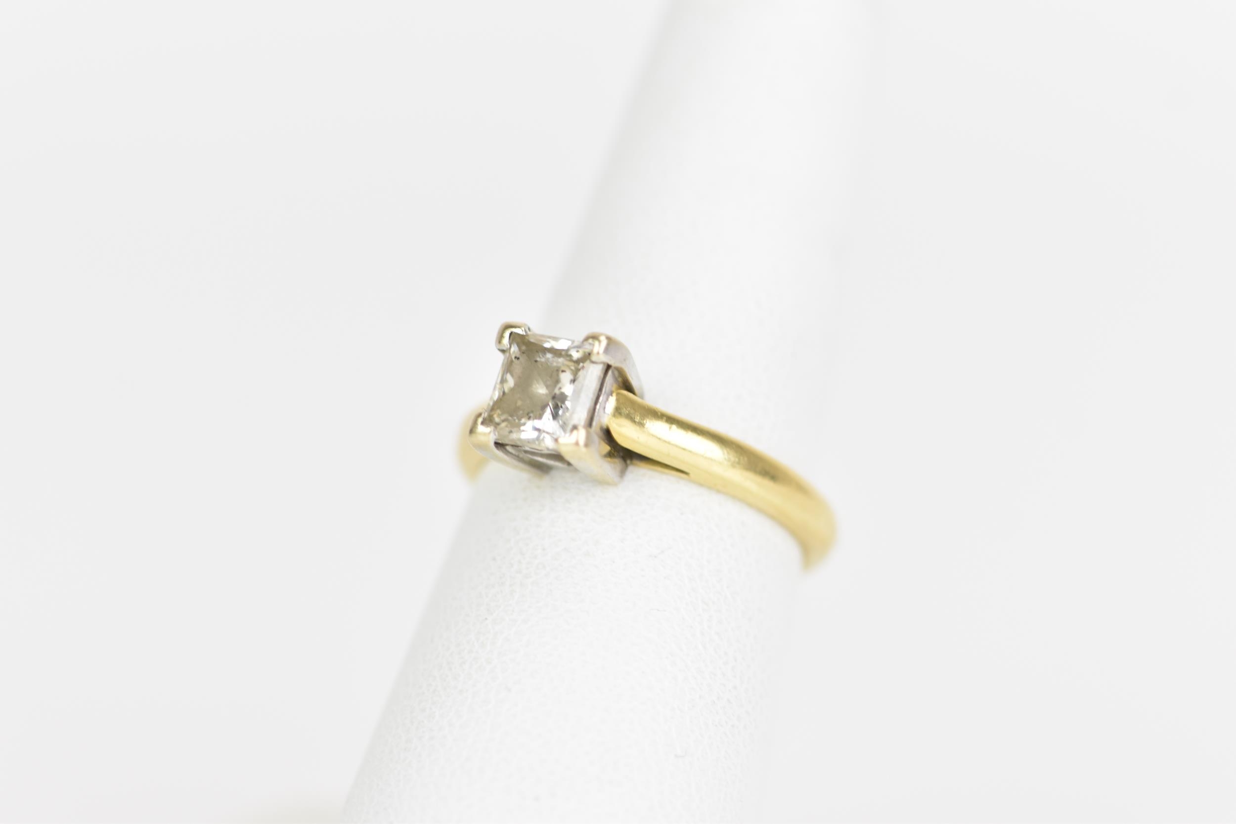 An 18ct gold diamond engagement ring, the princess cut diamond approx 1ct, 5.6mm x 5.1mm, approx - Image 2 of 6