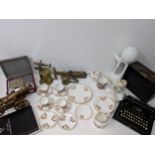 Ceramics and collectables to include an Underwood typewriter, a Pye radio, a model cannon, Victorian