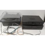 Audio equipment to include a project turntable, a Cambridge audio A1MK3 amplifier, a Denon DRS-640