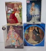 Four boxed set Barbies comprising Mattel 2002 collector's edition James Bond 007, Christmas Carol,