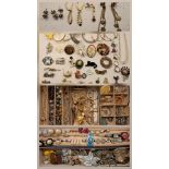 A quantity of costume jewellery and ladies watches to include a pair of yellow metal star drop