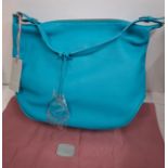 Radley- A turquoise textured leather shoulder bag, unworn with original tags and pink branded dust