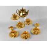 A Gilt Wade Coffee Set To Comprise Six Cups, Saucers, Milk Jug and Sugar Bowl Together with Teapot