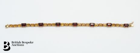 9ct Gold and Garnet and Citrine Line Bracelet