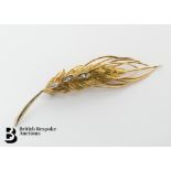 18ct Gold and Diamond Wheat Ear Brooch