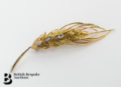 18ct Gold and Diamond Wheat Ear Brooch