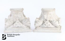 Pair of White Marble Plinths