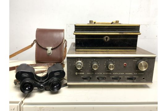 TRIO SOLID STATE STEREO AMPLIFIER MODEL KA-2000 WITH A VINTAGE CASH TIN AND CARL ZEISS JENA CASED - Image 2 of 2