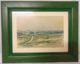 Jolan P Williams framed and glazed pastel of a landscape, signed bottom right and dated 1928, 18.5 x
