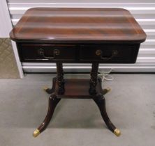 A mahogany rectangular occasional table with two drawers on four turned supports with outswept legs,