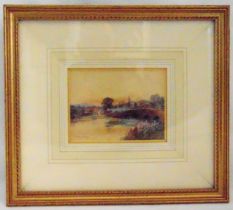 Frederick E J Goff (1855-1931) framed and glazed watercolour view of Sonning on Thames, signed