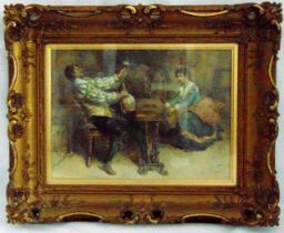 Danielle Bucciarelli framed and glazed watercolour titled Toasting The Serving Maid, signed bottom