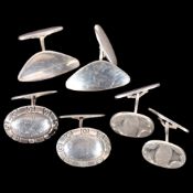 3 pairs of Danish silver cufflinks, makers include Christian Veilskov, largest 27.4mm, 25.3g