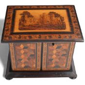 Tunbridge Ware, a mid 19th century coromandel collector's cabinet, with end grain mosaic and cube