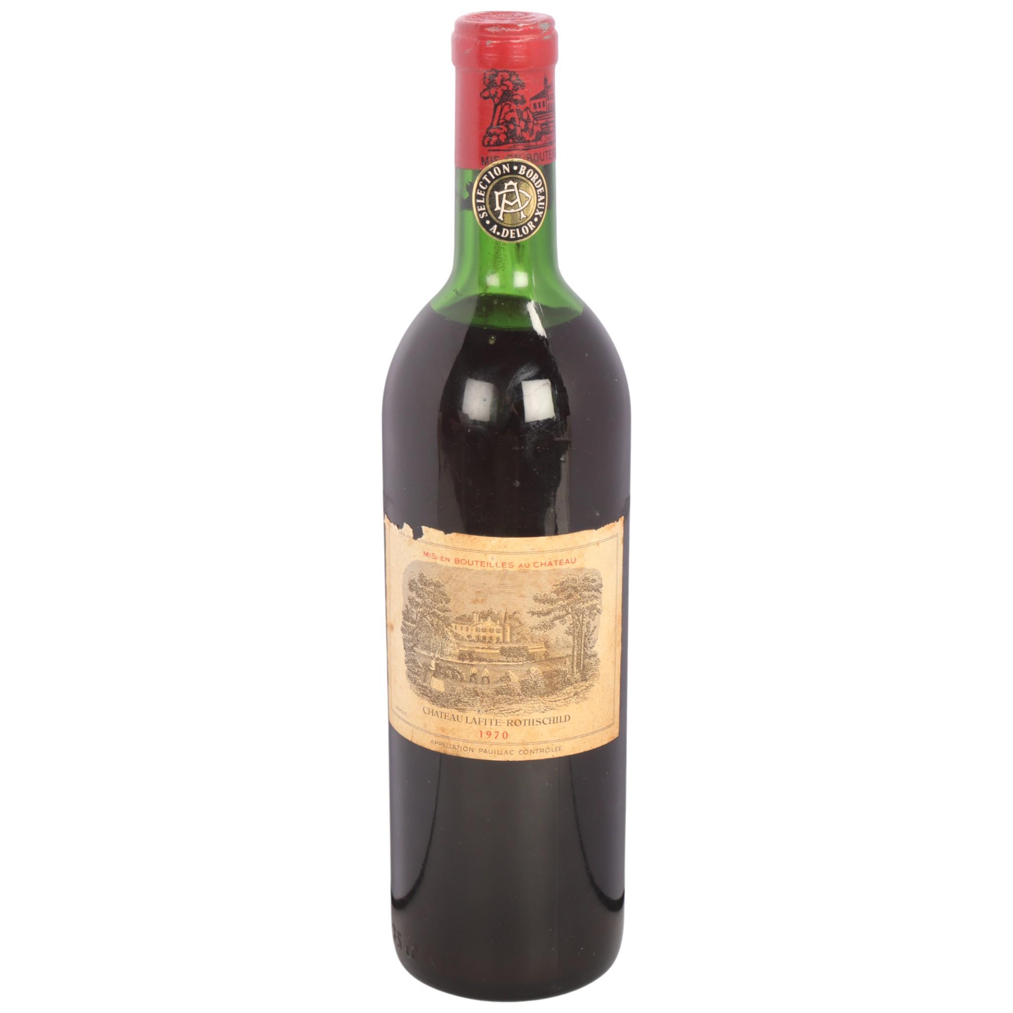 A bottle of Chateau Lafite Rothschild 1970, Pauillac, 1er Grand Cru Classe. Level to high