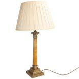 A brass and marble Corinthian column table lamp, early to mid-20th century, overall height including