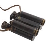 Vintage Ross patent field binoculars, leather-cased