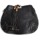 GUCCI - a black leather Indy Babouska shoulder bag with horsebit lining, serial no. 182888/9669