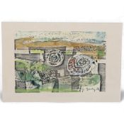 Gerard Hastings (Keith Vaughan biographer), abstract composition, mixed media, 1984, 12cm x 20cm,