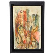 Francois Lanzi (1916 - 1988), abstract, mixed media on card, 1962, 22cm x 14cm, framed Good