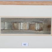 Robert Woolner (born 1946), All Along, relief mixed media, 2004, 10cm x 31cm, framed Good condition