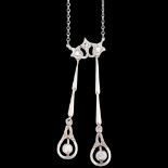 A Belle Epoque diamond negligee pendant necklace, circa 1910, the rose-cut diamond set flowerheads